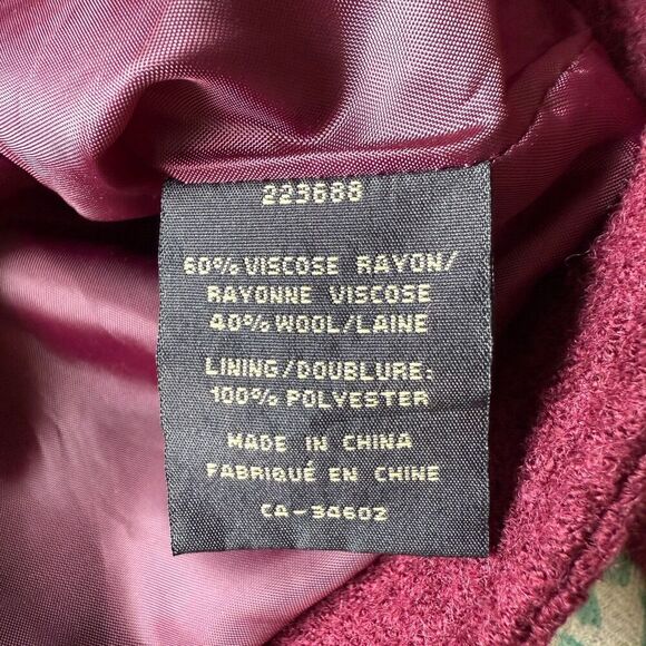 Della Spiga Italy Boiled Wool Zip Up Moto Long Sleeve Jacket Coat Womens Large - Picture 4 of 4